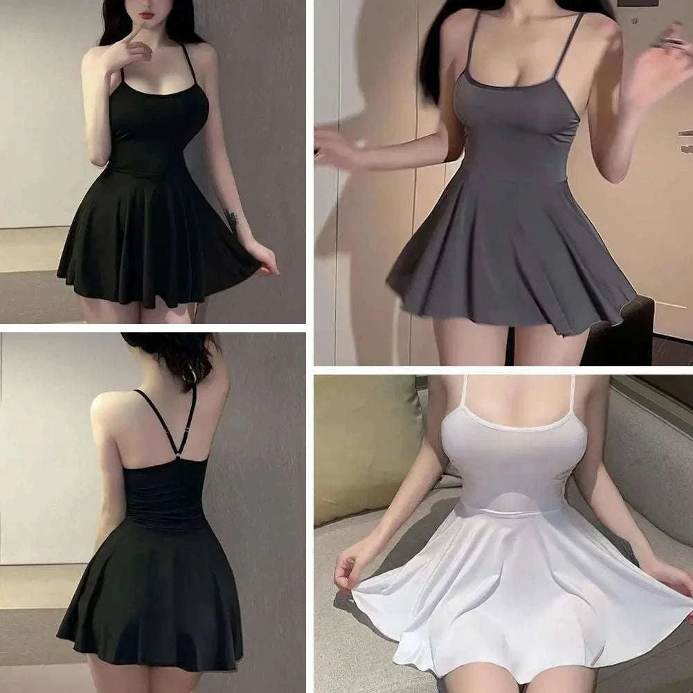 Sexy Pleated Micro Mini Dress with Ruffled Backless Design-B / CN