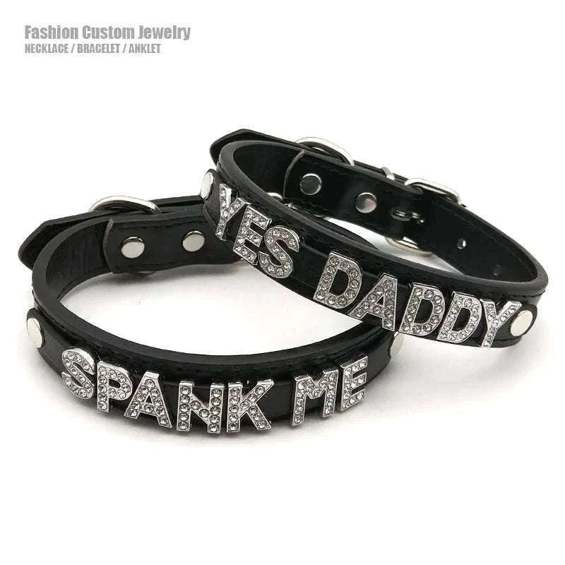 Sexy Rhinestone Letter Choker with Custom Sparkle-Small (27cm-35cm) / GOOD GIRL