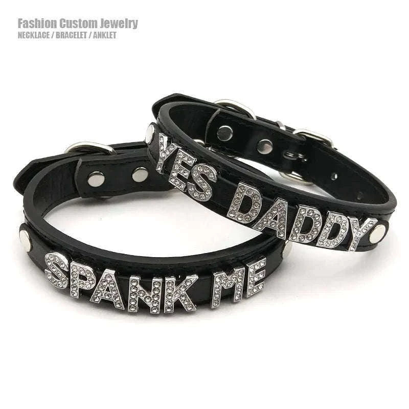 Sexy Rhinestone Letter Choker with Custom Sparkle-Small (27cm-35cm) / GOOD GIRL