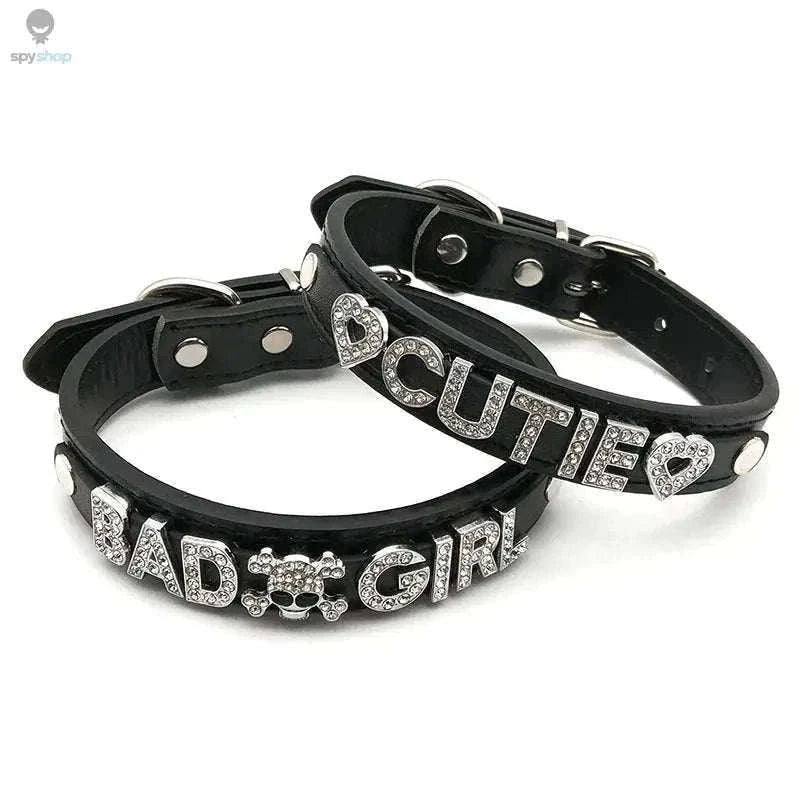 Sexy Rhinestone Letter Choker with Custom Sparkle-Small (27cm-35cm) / GOOD GIRL