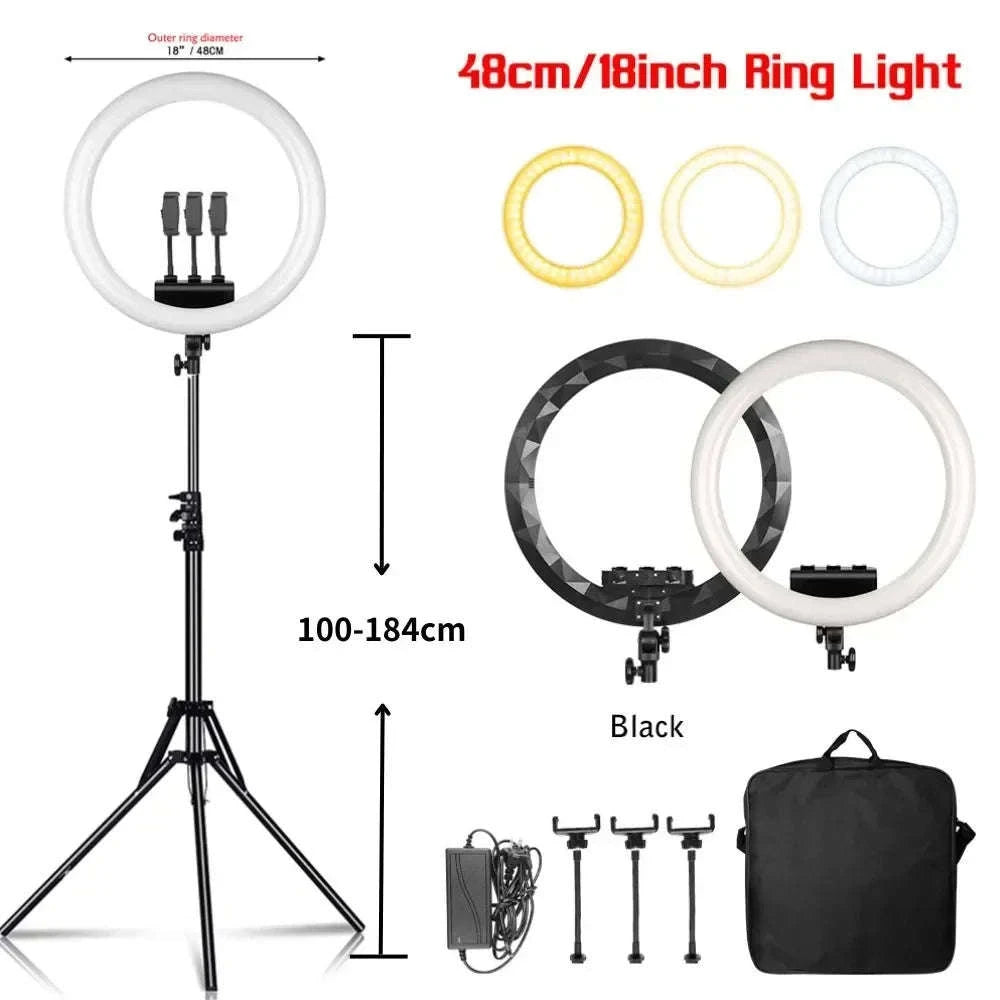 SH 18-Inch Ring Light LED Selfie Lamp with Tripod Stand-169cm stand / Italy