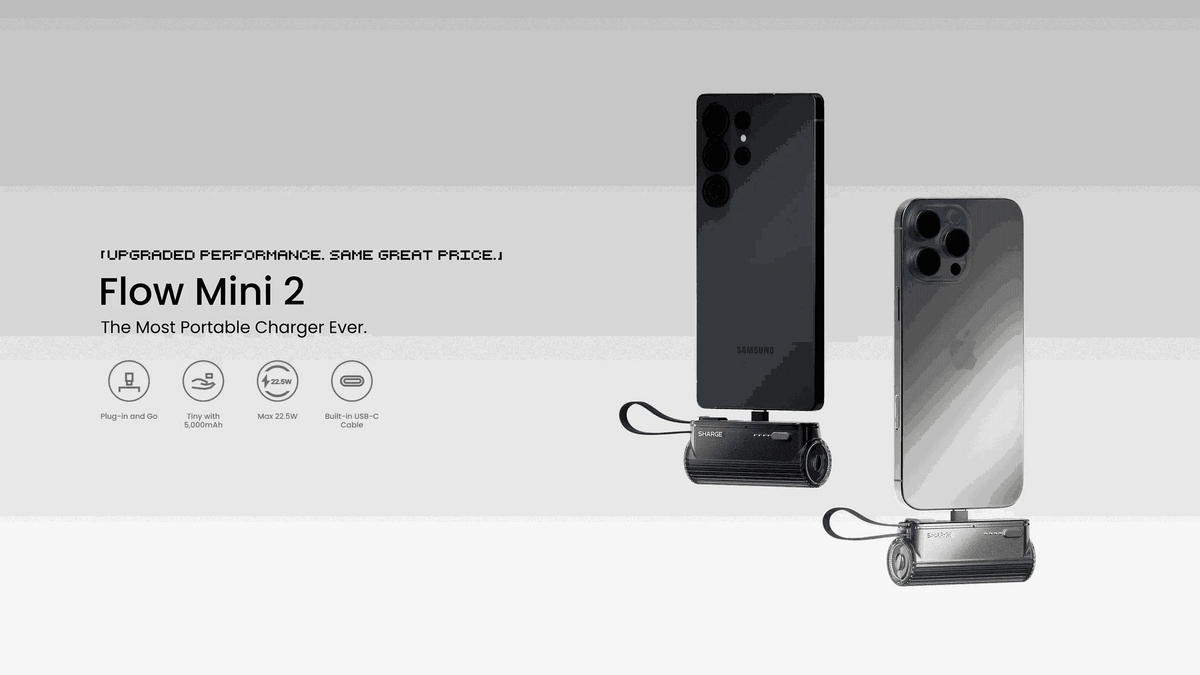 SHARGE Flow Mini 2 5000mAh Fast Charging Power Bank-Black