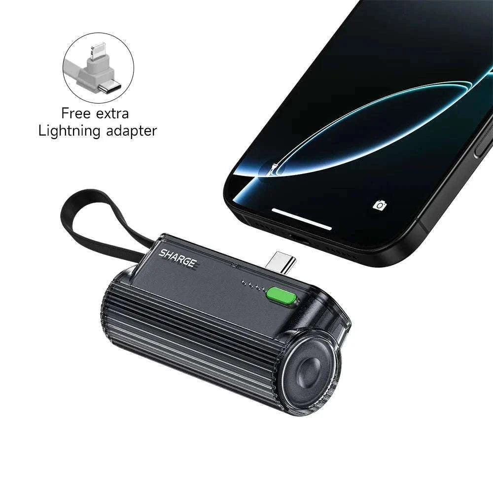 SHARGE Flow Mini 2 Portable Charger 5000mAh Fast Charging Power Bank-Black