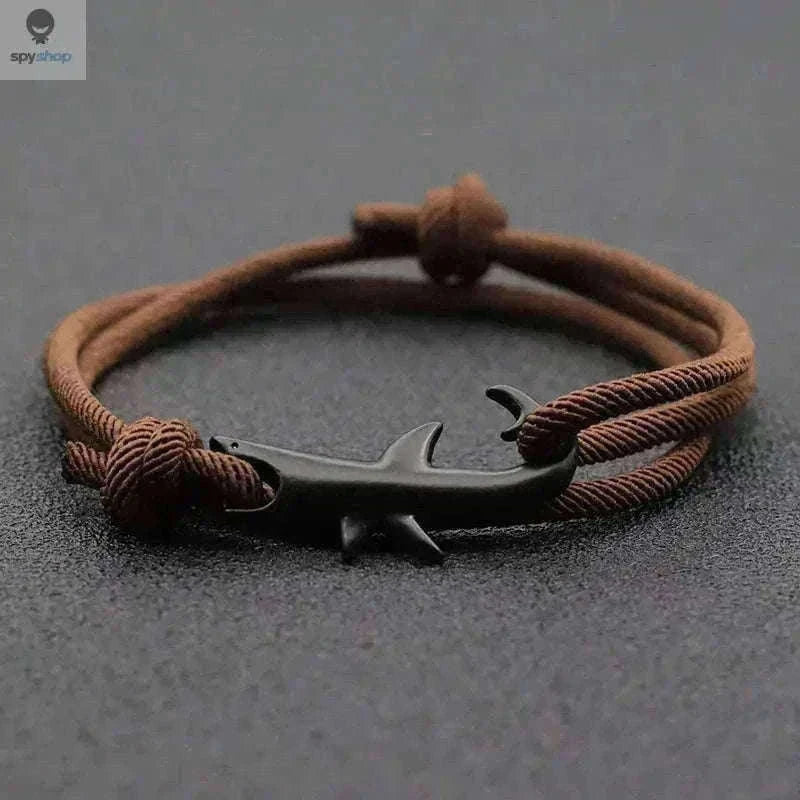 Shark Double Layer Cord Bracelet with Adjustable Coastal Charm-Yellow