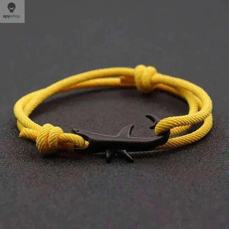 Shark Double Layer Cord Bracelet with Adjustable Coastal Charm-Yellow