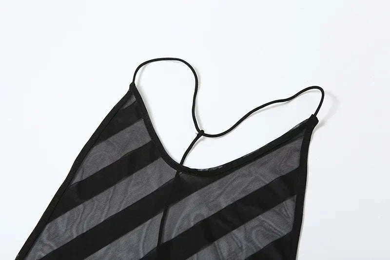Sheer Mesh Halter Maxi Dress Backless Bodycon Split Summer Dress-WHITE / M