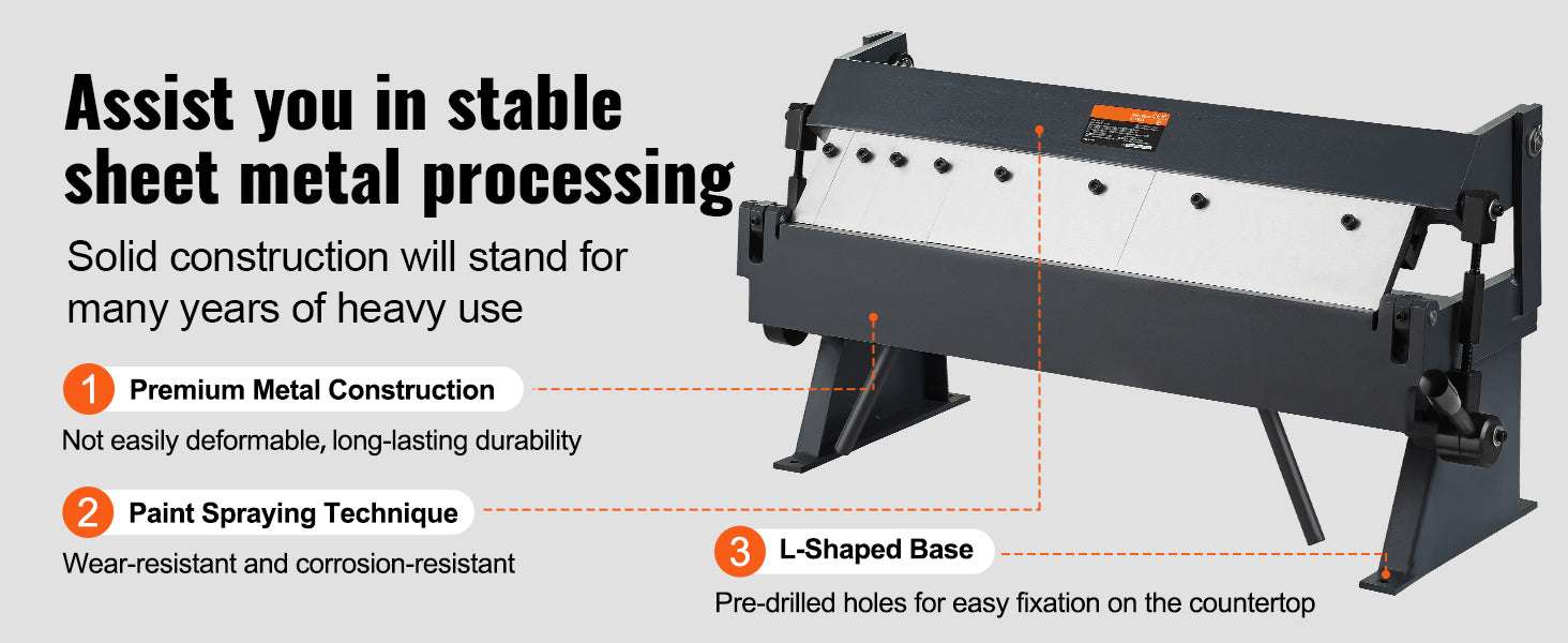 Sheet Metal Bending Brake 24–48 Inch Box & Pan Metal Bender-48 inches / United States