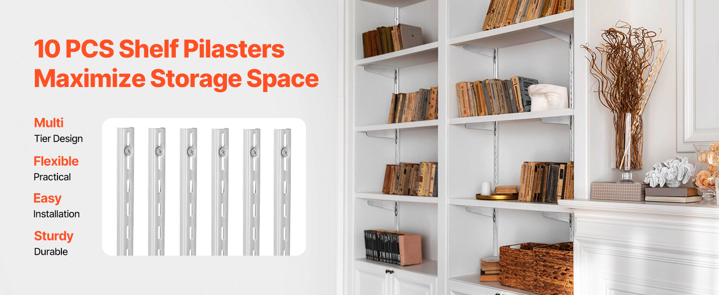 10-Pack 39" Shelf Pilaster Rails with Screws Adjustable Wall System