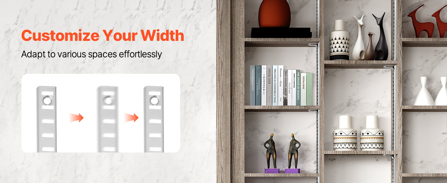 Adjustable Shelf Bracket Pilaster System with Screws for Wall Storage