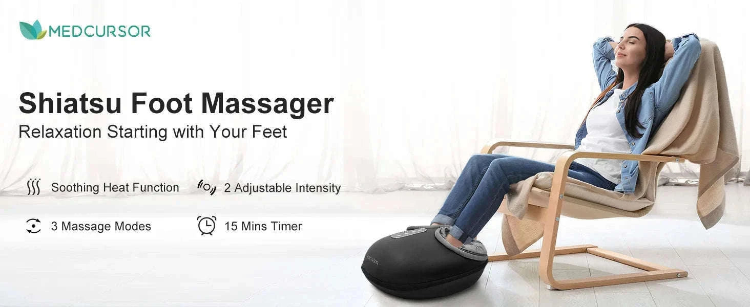 Shiatsu Foot Massager Machine with Heat Roller-black / United States / US Plug