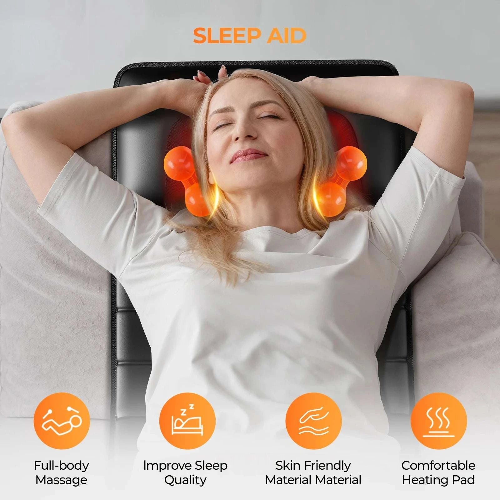 Shiatsu Full Body Massage Mat with Heat and 10 Vibration Motors-With Foot Massager / US Plug / United States