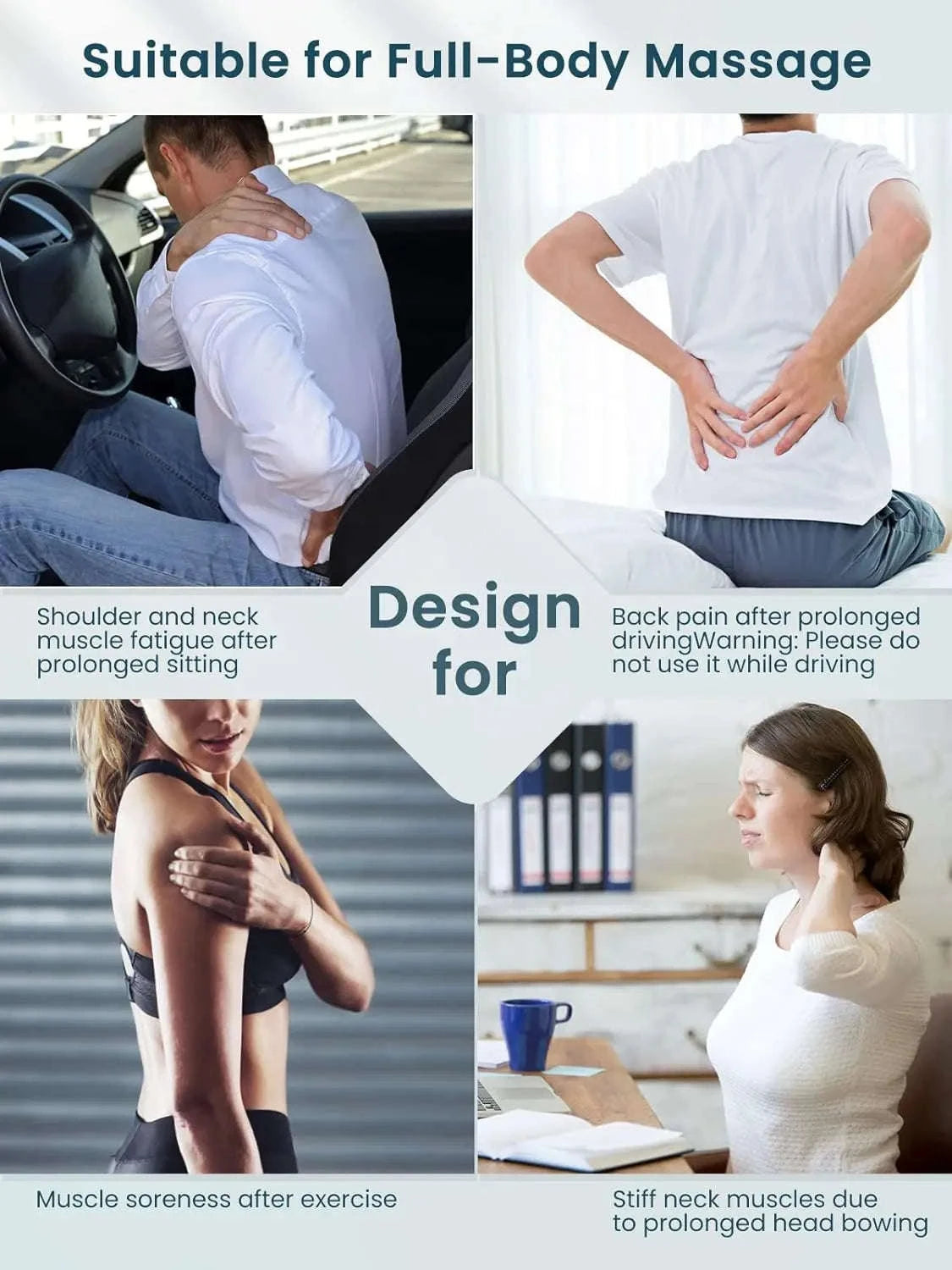 Shiatsu Neck Massager Heated Deep Kneading Pillow-Black 4 Button / EU Plug