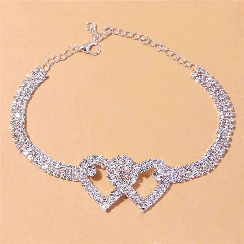 Shiny Cubic Zirconia Chain Anklet for Women-Silver