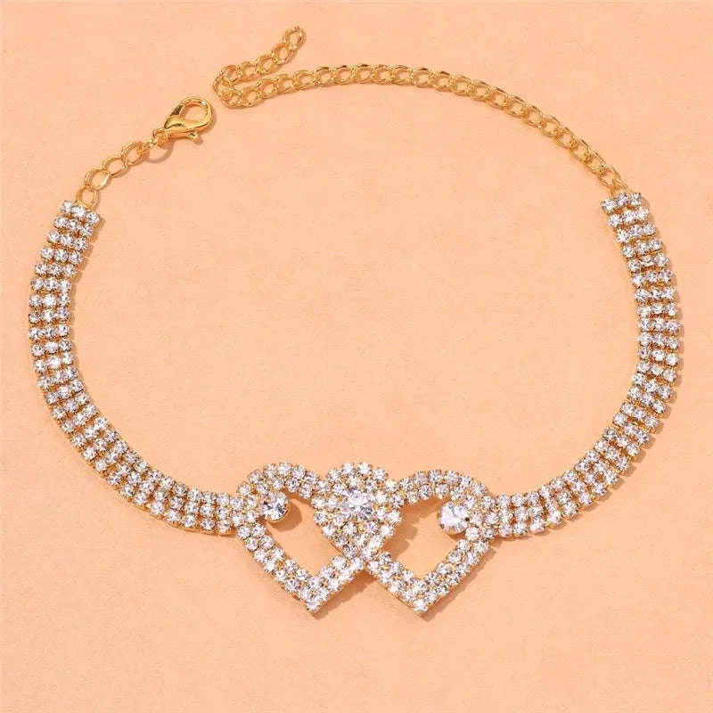 Shiny Cubic Zirconia Chain Anklet for Women-Silver