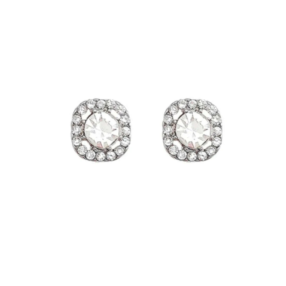 Shiny Imitation Diamond Earrings Set – Square & Round Studs-E1047
