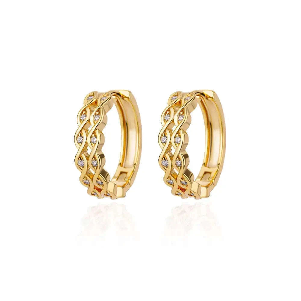 Shiny Zircon Circle Square Hoop Earrings for Women-E3128G-15