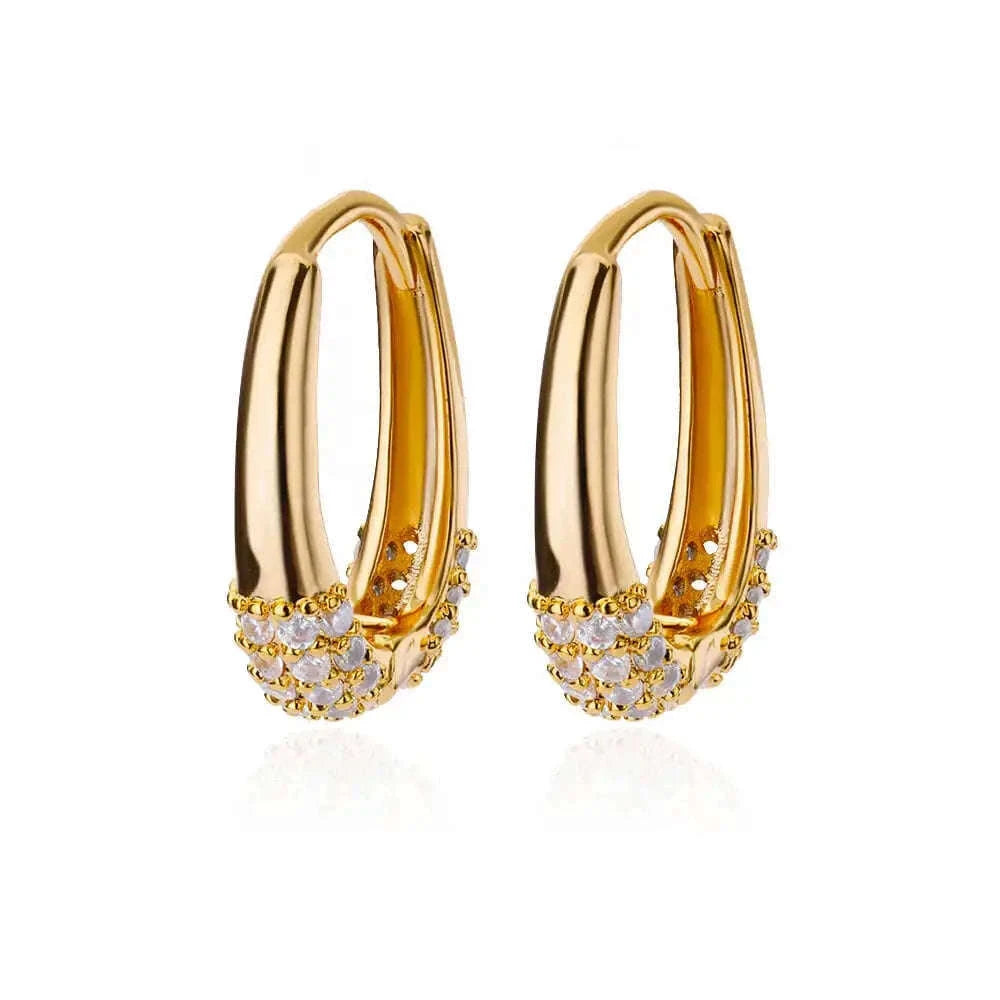 Shiny Zircon Circle Square Hoop Earrings for Women-E3128G-15