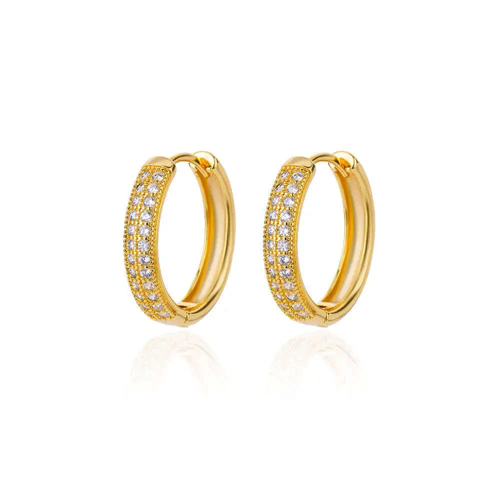 Shiny Zircon Circle Square Hoop Earrings for Women-E3434G
