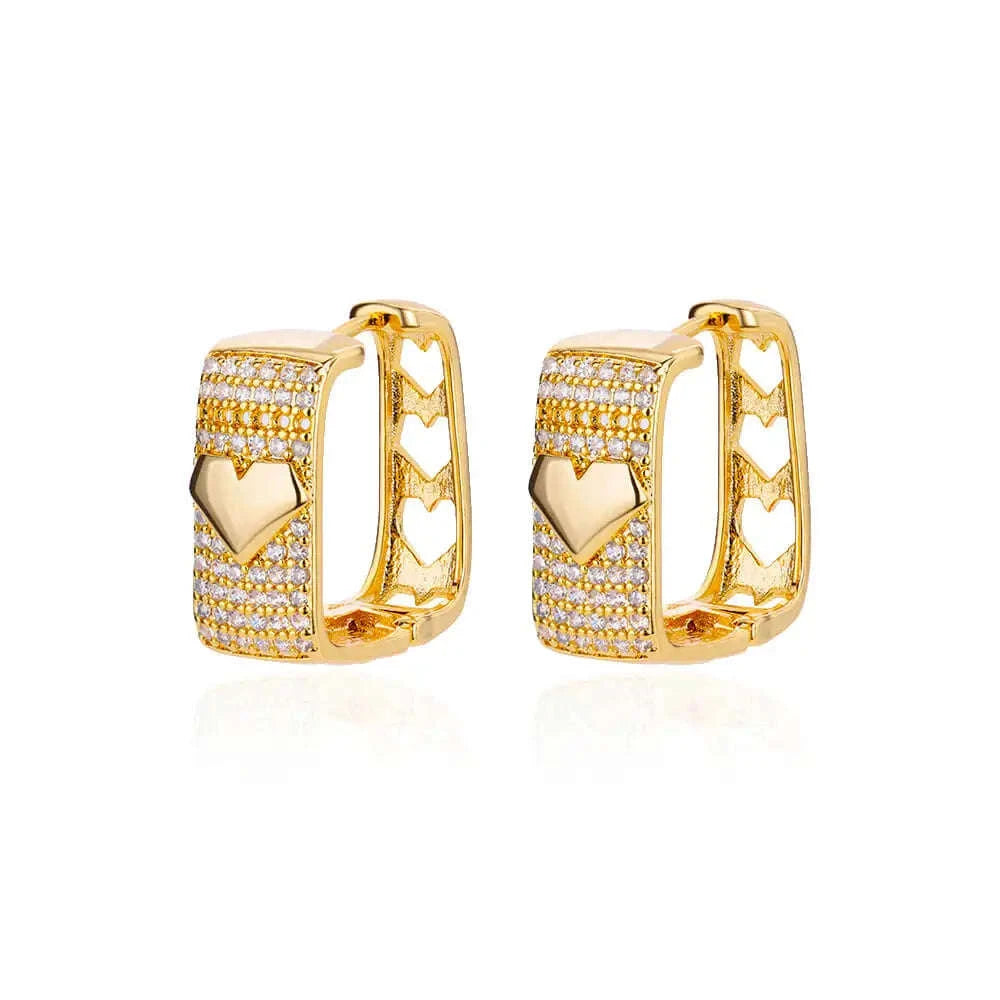 Shiny Zircon Circle Square Hoop Earrings for Women-E3434G