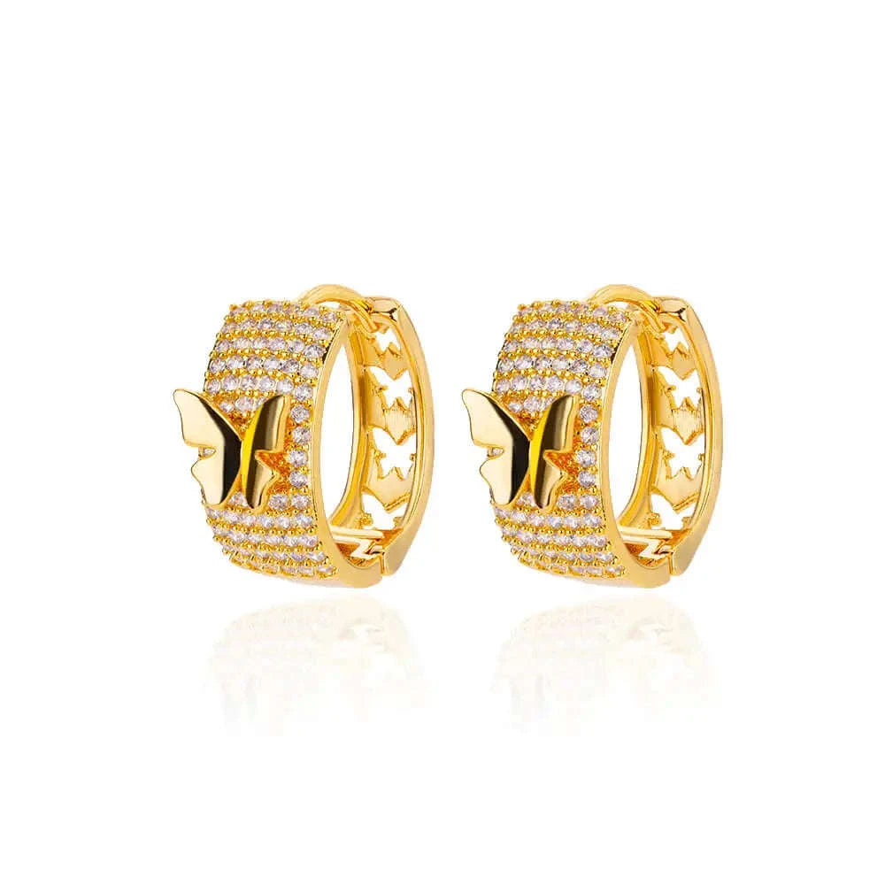 Shiny Zircon Circle Square Hoop Earrings for Women-E3434G