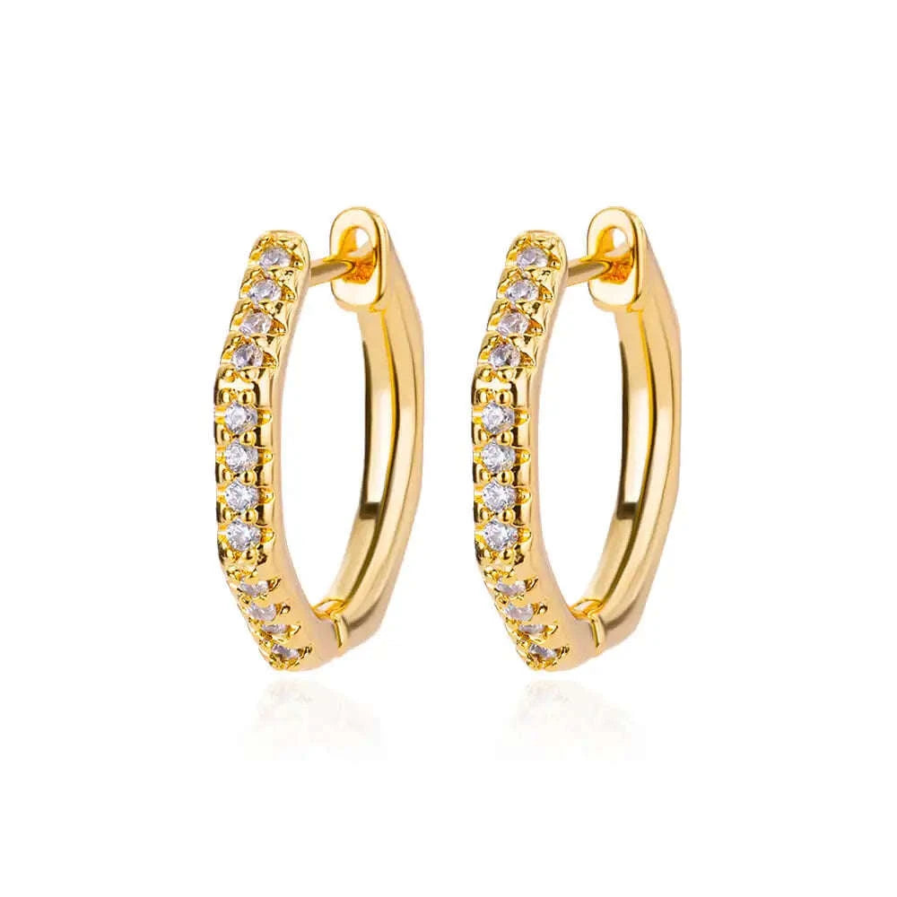 Shiny Zircon Circle Square Hoop Earrings for Women-E3434G