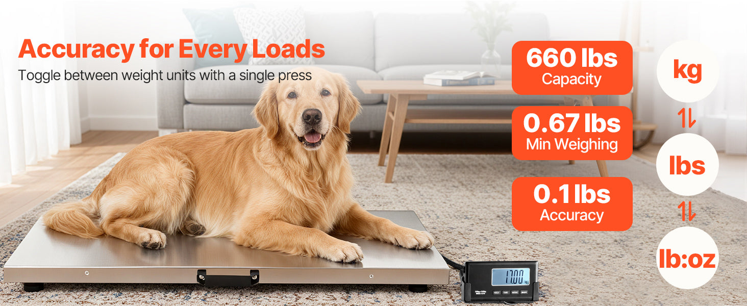 660 lb Digital Shipping Scale with LCD Display & AC/DC Power