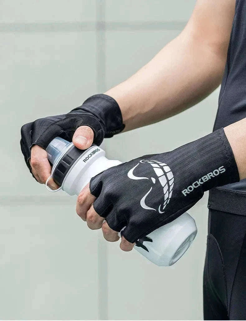 Shock-Absorbing Half Finger Cycling Gloves Breathable Grip-16220004-G / XL