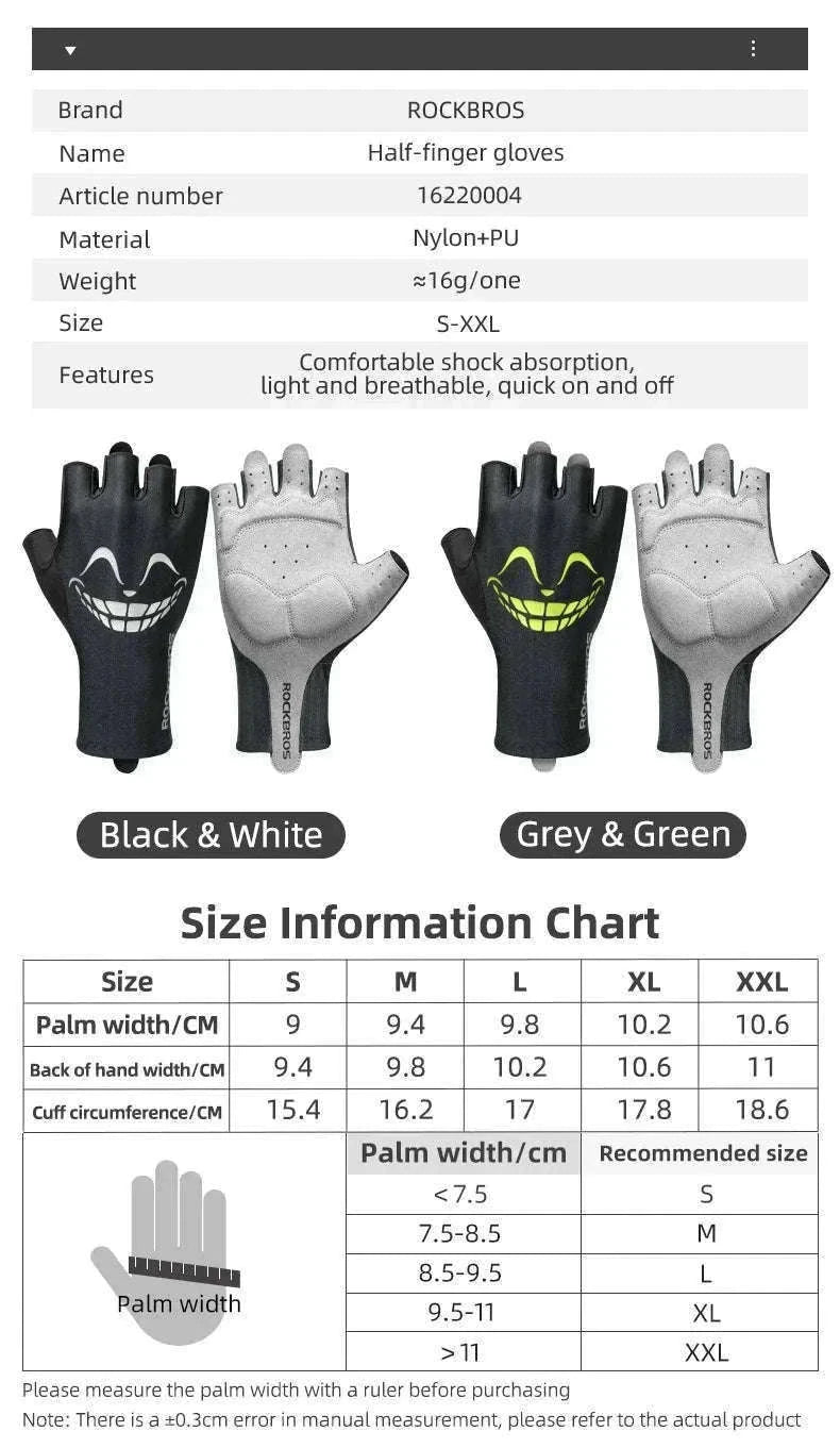 Shock-Absorbing Half Finger Cycling Gloves Breathable Grip-16220004-G / XL