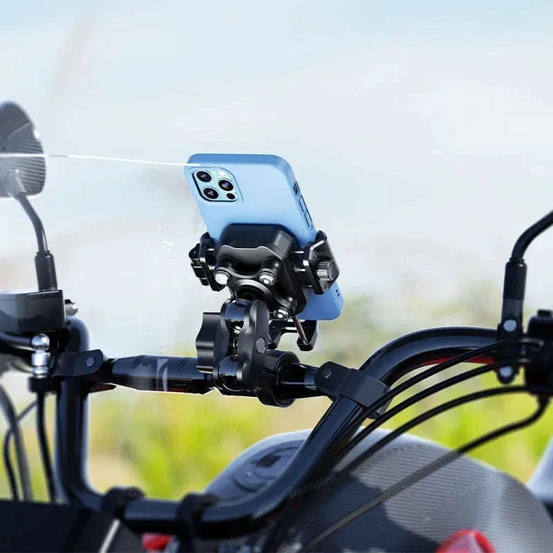 Shockproof Motorcycle Phone Holder with Fast Charging-Mirror Charger