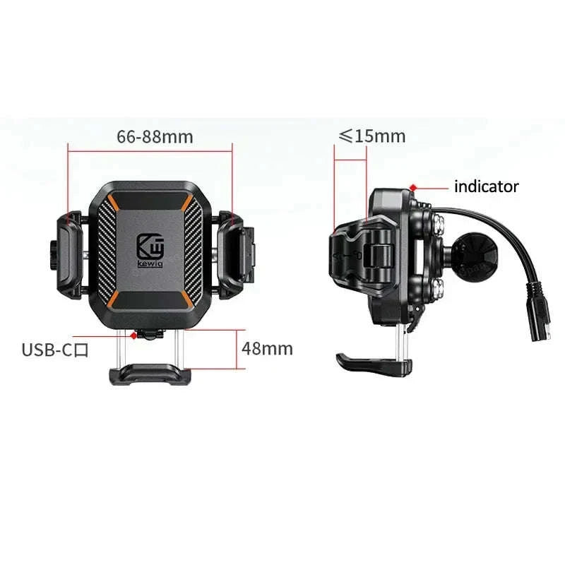 Shockproof Motorcycle Phone Holder with Fast Charging-Mirror Charger
