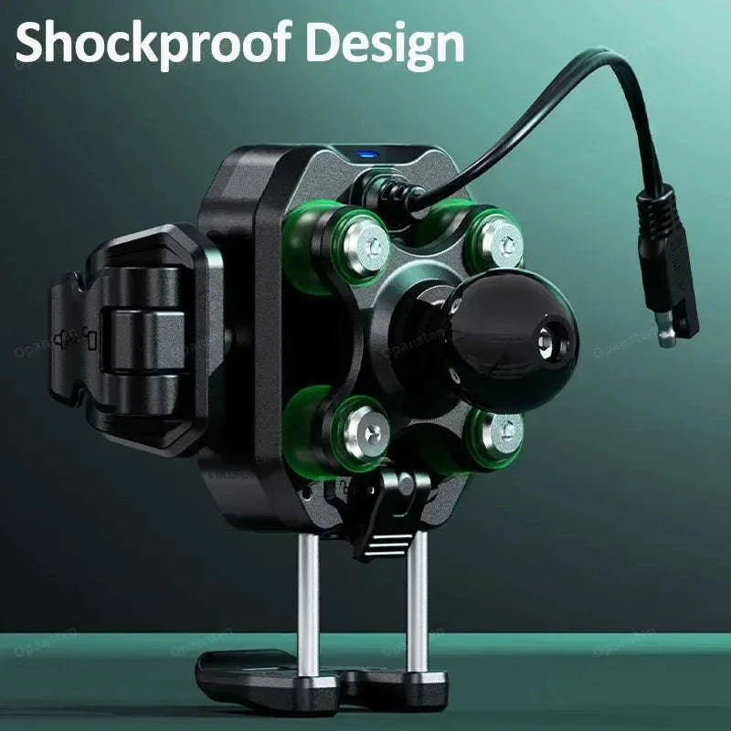 Shockproof Motorcycle Phone Holder with Fast Charging-Mirror Charger