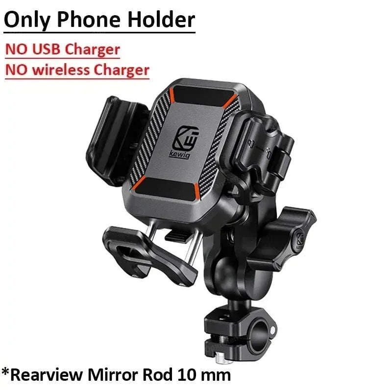 Shockproof Motorcycle Phone Holder with Fast Charging-Mirror Charger