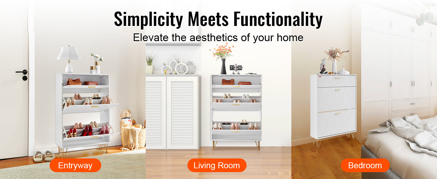 3-Drawer Flip Shoe Cabinet for Entryway Storage and Organization