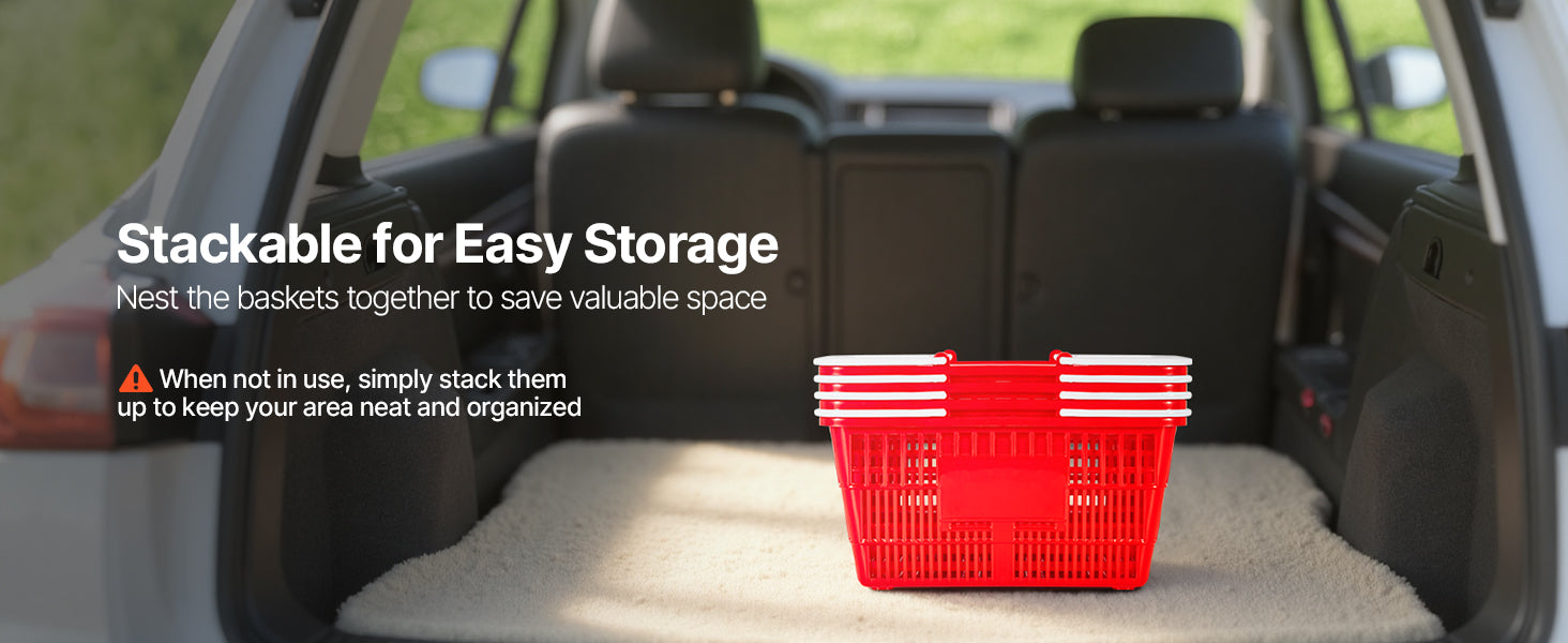 21L Stackable Shopping Baskets with Handles for Stores & Home