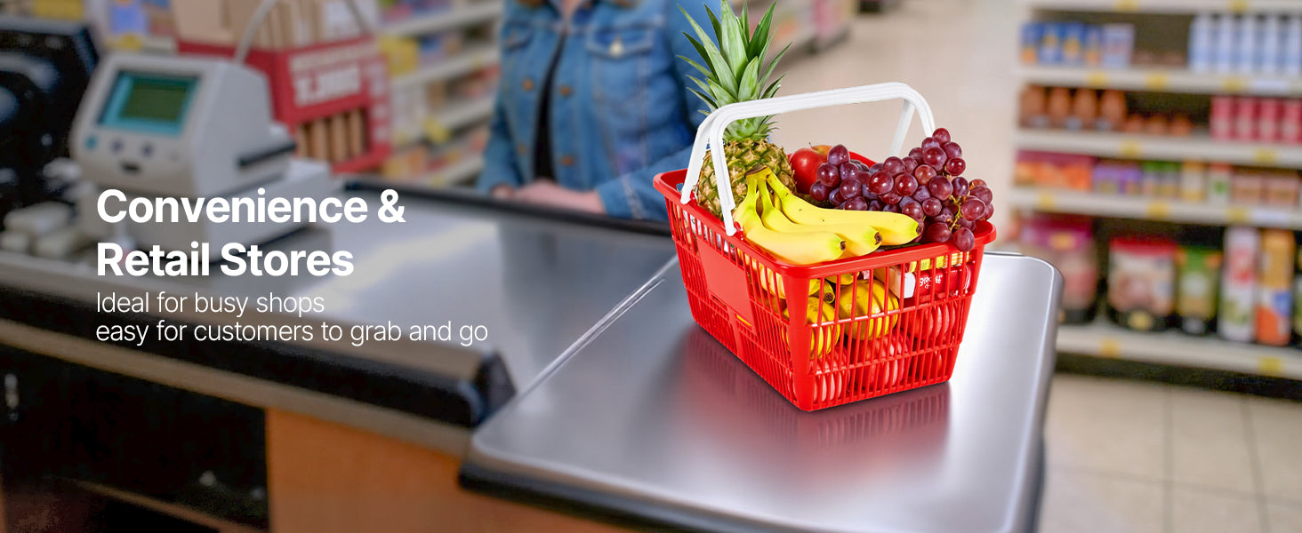 21L Stackable Shopping Baskets with Handles for Stores & Home