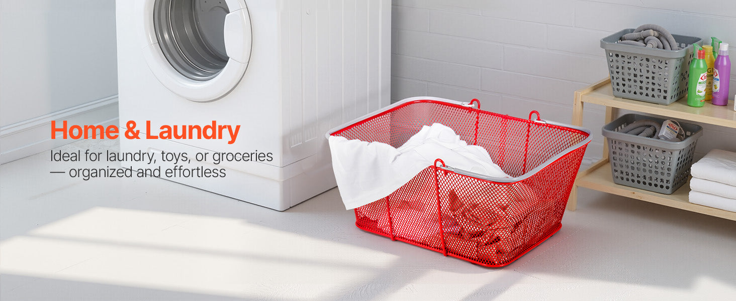 12 Pack 22L Stackable Metal Shopping Baskets with Handles