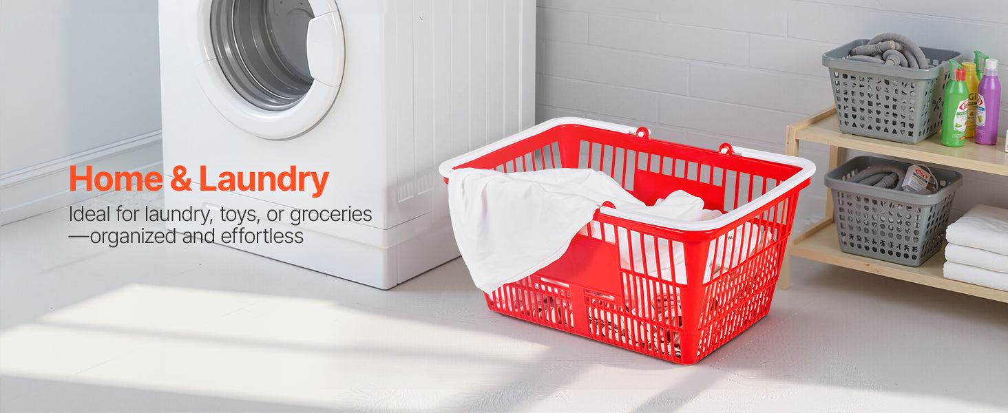 21L Stackable Shopping Baskets with Handles for Stores & Home