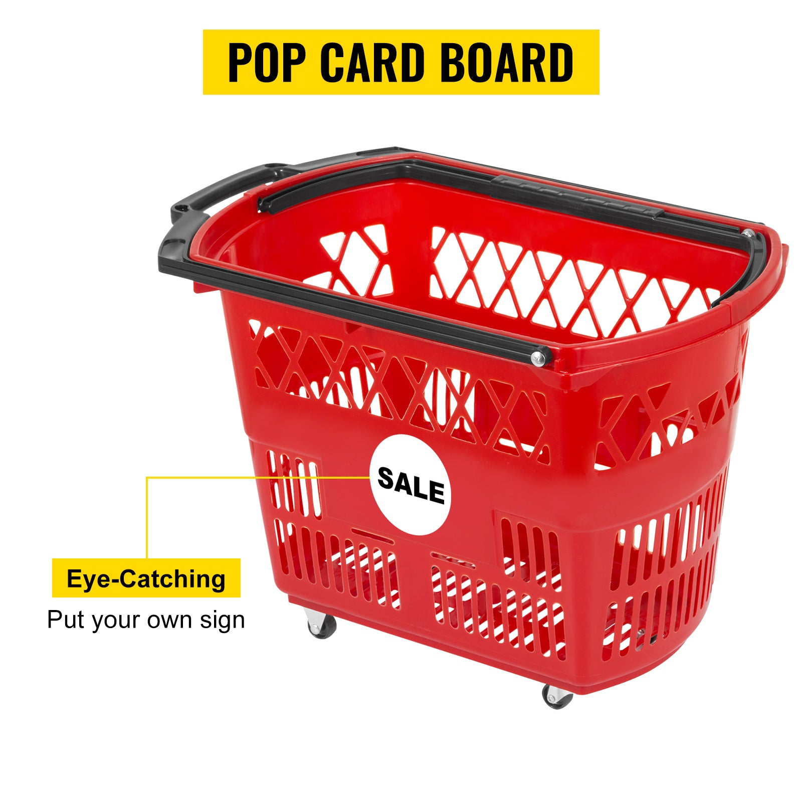 6-Pack Rolling Shopping Baskets with Wheels & Dual Handles