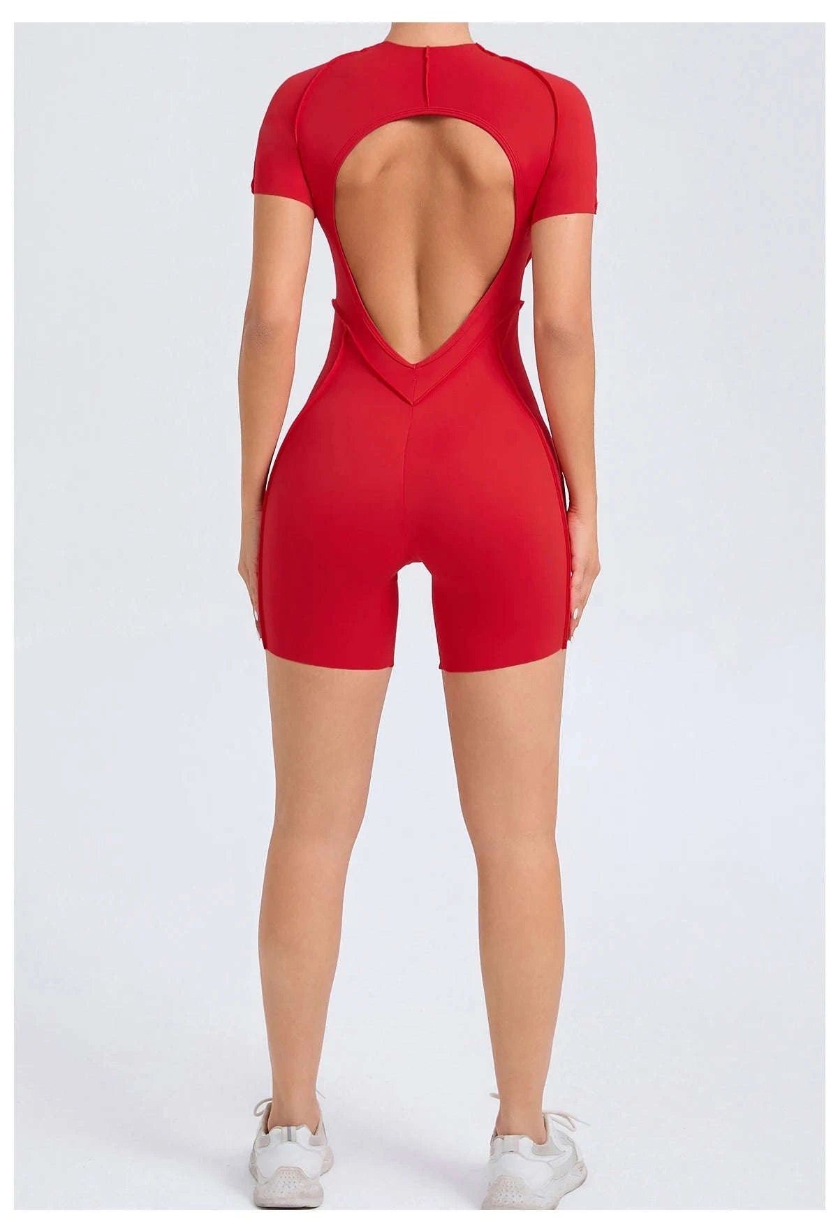 Short Jumpsuit Gym Clothes For Women – Backless Scrunch Fitness Suit-Blue / M