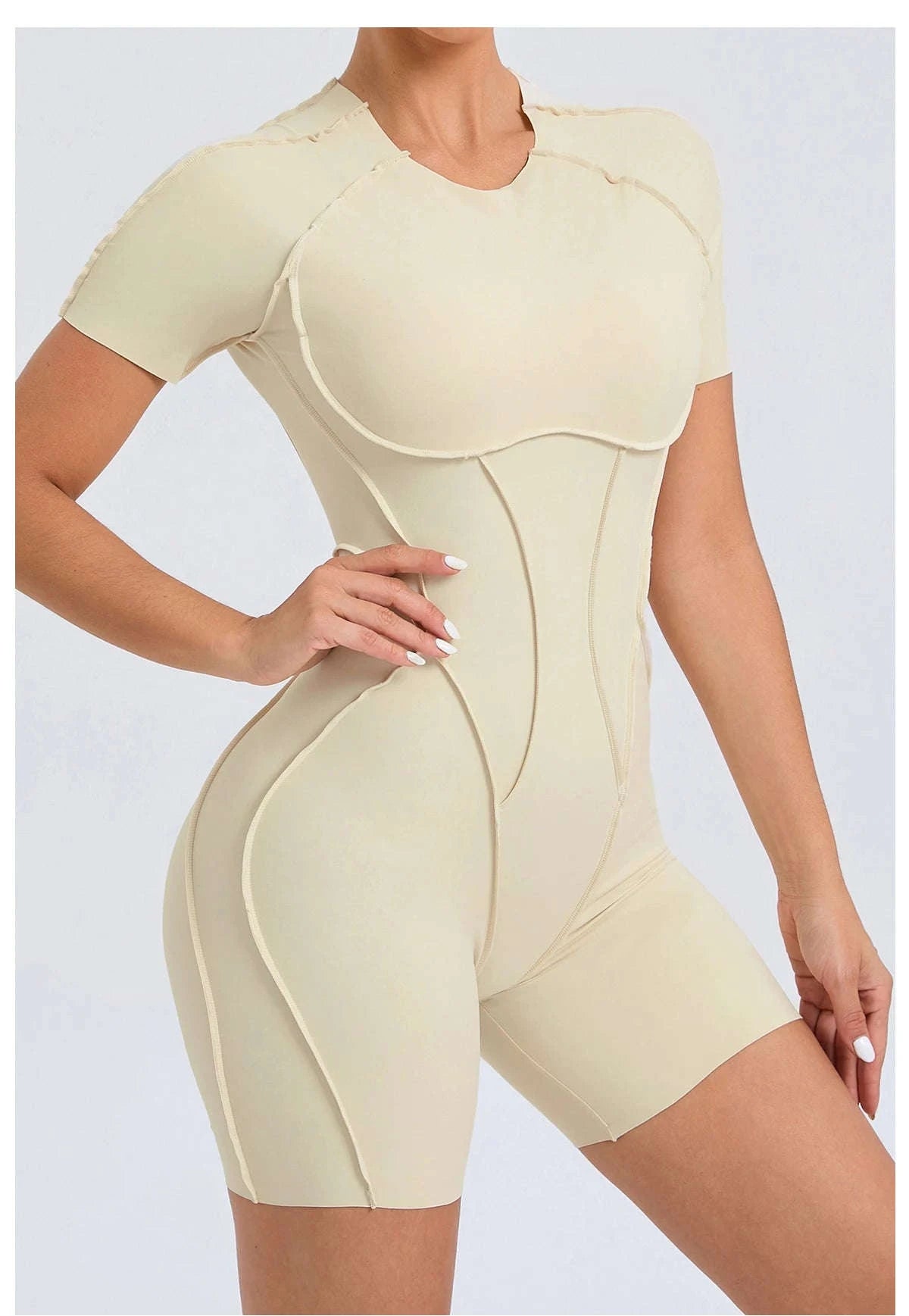 Short Jumpsuit Gym Clothes For Women – Backless Scrunch Fitness Suit-Blue / M