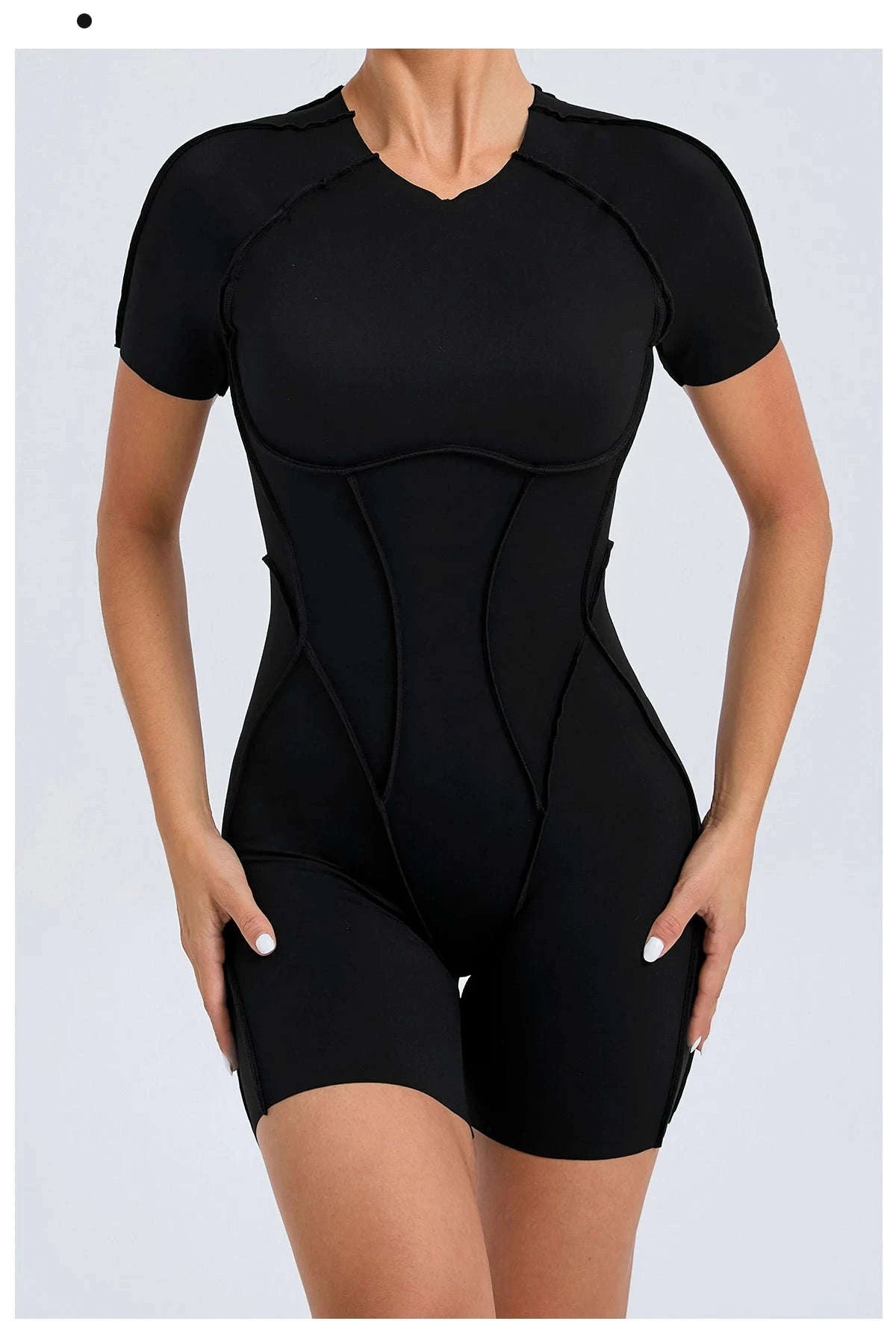 Short Jumpsuit Gym Clothes For Women – Backless Scrunch Fitness Suit-Blue / M