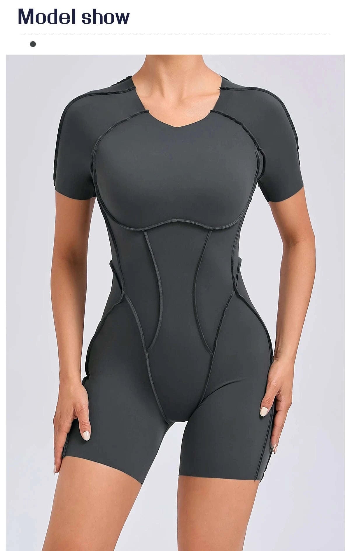 Short Jumpsuit Gym Clothes For Women – Backless Scrunch Fitness Suit-Blue / M