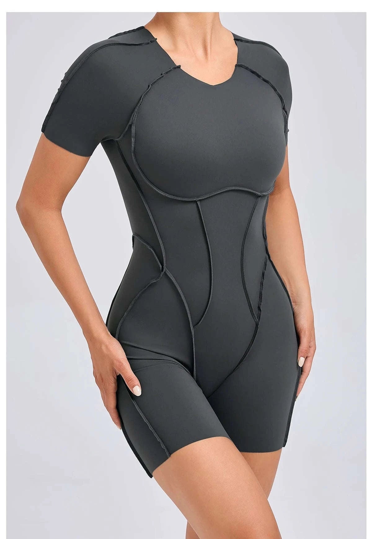 Short Jumpsuit Gym Clothes For Women – Backless Scrunch Fitness Suit-Blue / M