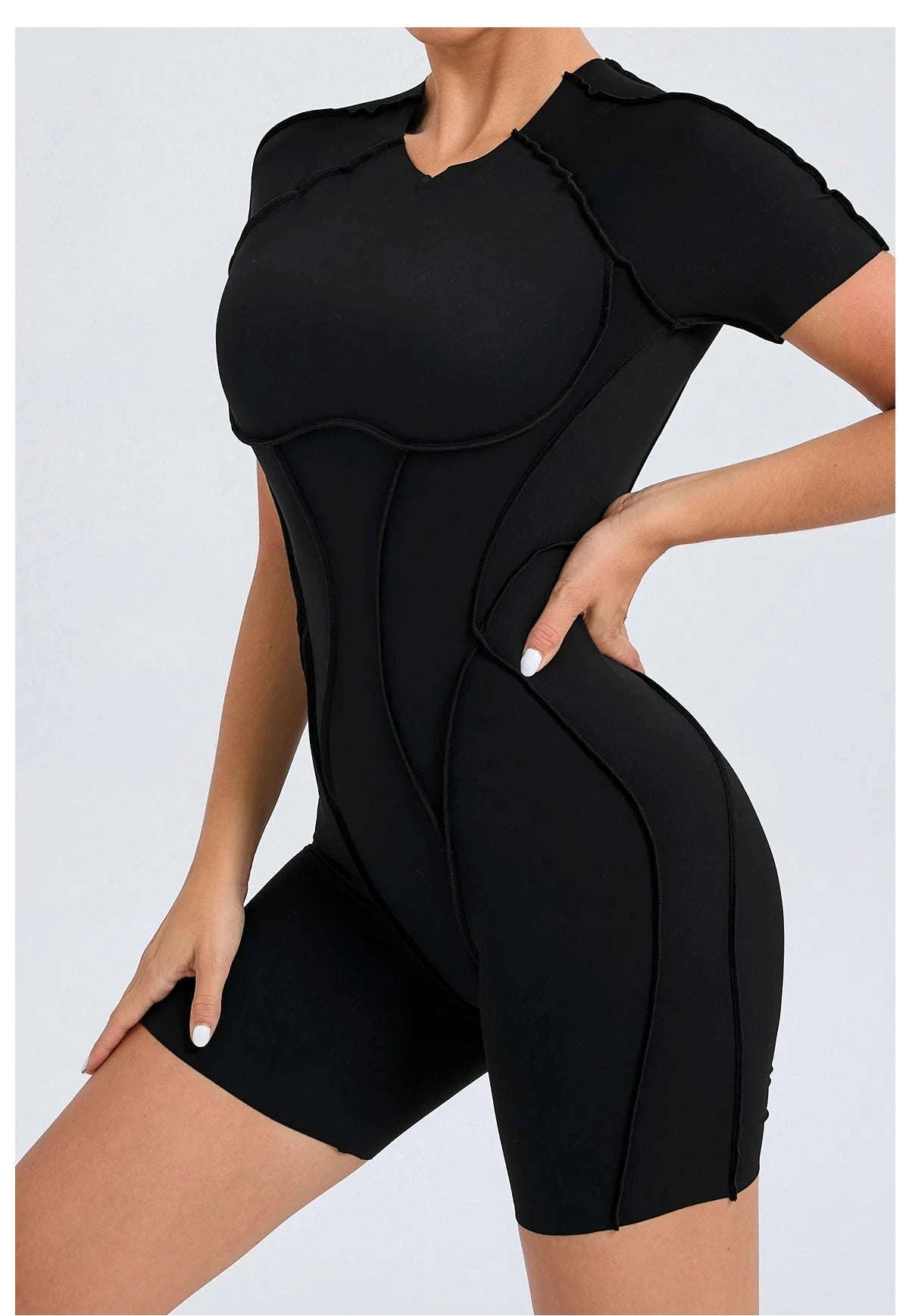 Short Jumpsuit Gym Clothes For Women – Backless Scrunch Fitness Suit-Blue / M