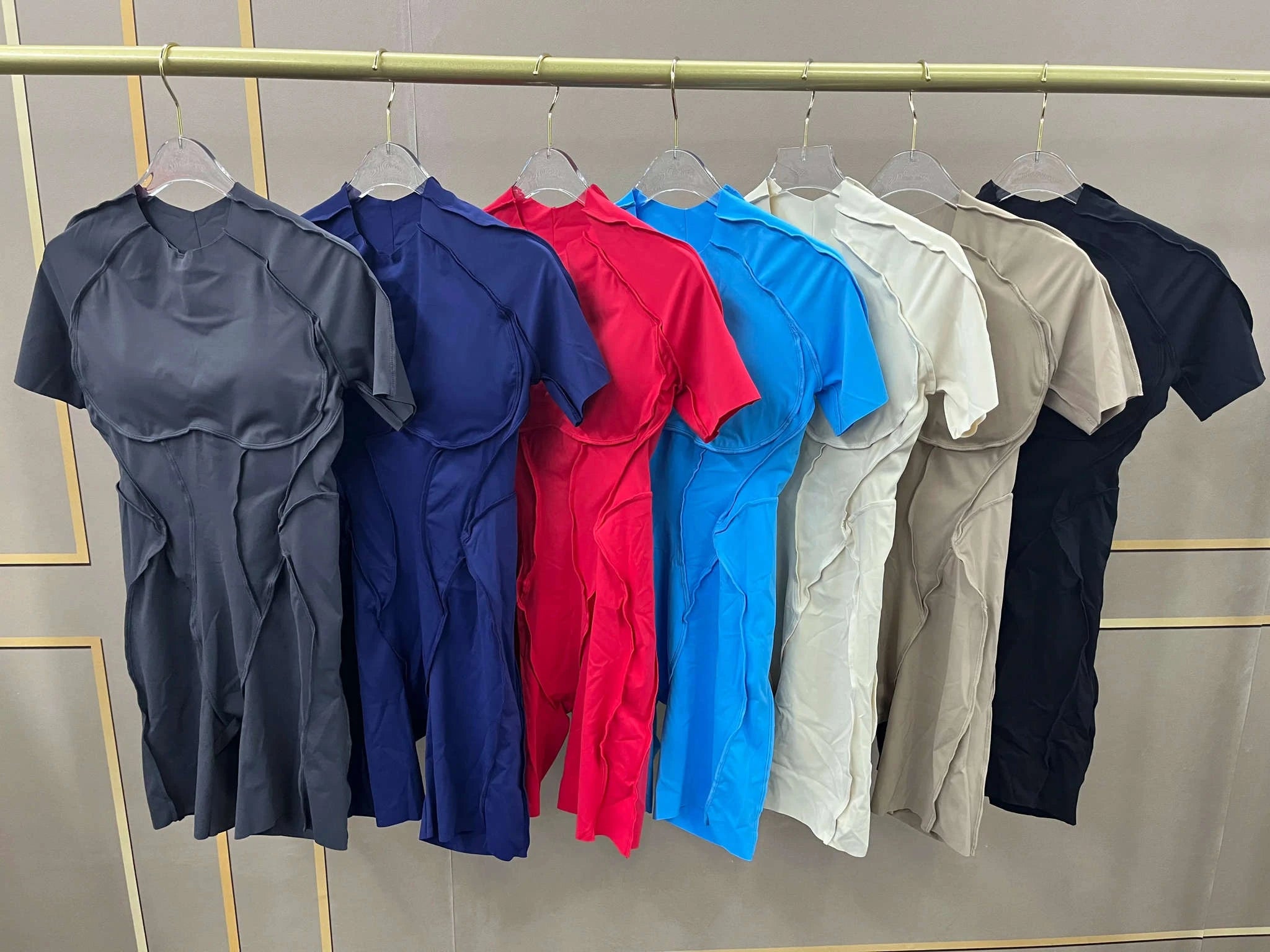 Short Jumpsuit Gym Clothes For Women – Backless Scrunch Fitness Suit-Blue / M