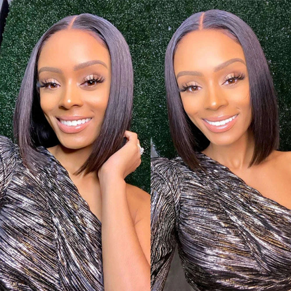 Short Straight Bob Wig Human Hair with Transparent Lace-13x4 Lace Wig / france / 8inches
