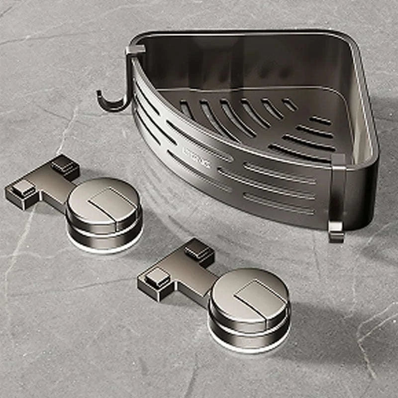 Shower Corner Storage Basket with Suction Mount & Towel Bar-United States / black / 2-tier