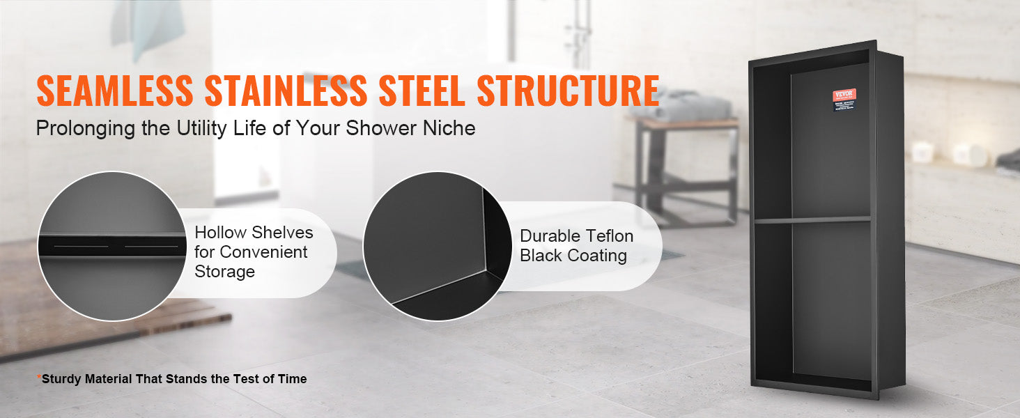 Stainless Steel Shower Niche with Double Shelves