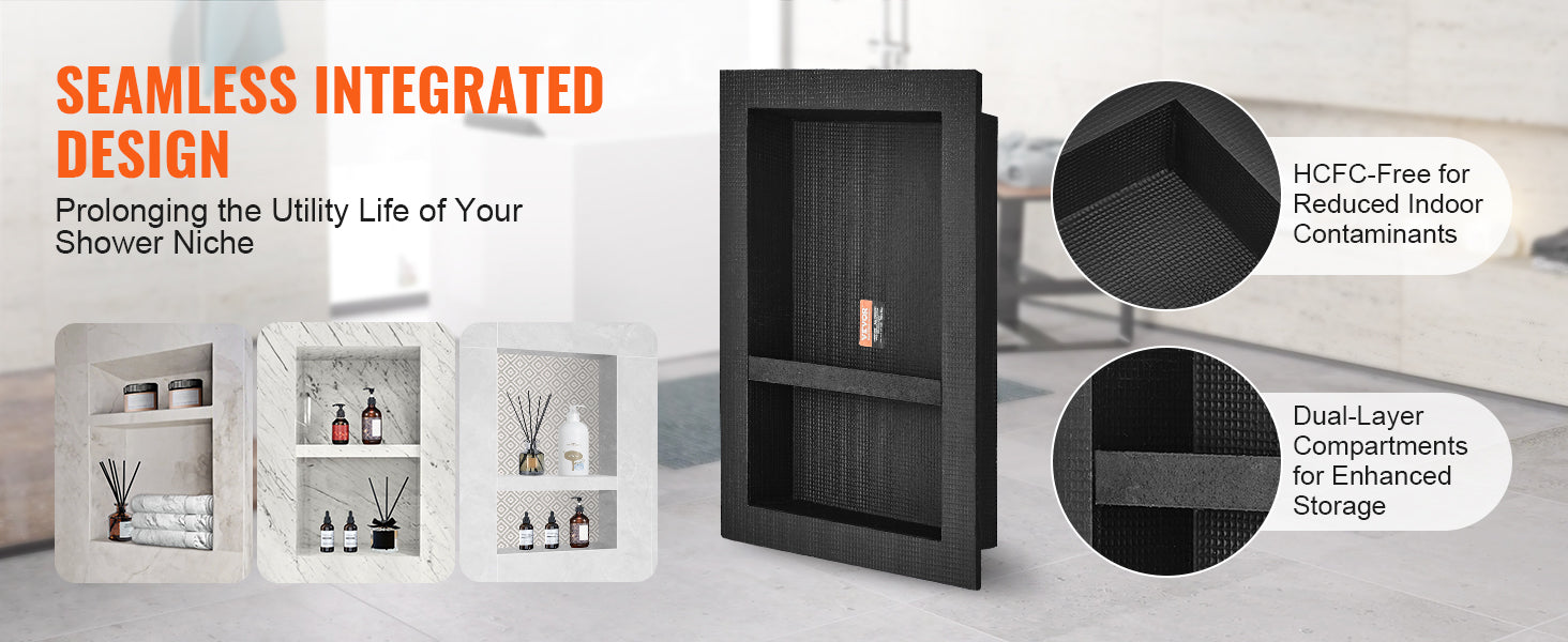 Recessed Shower Niche Shelf 16x24 Double Layer Waterproof Storage