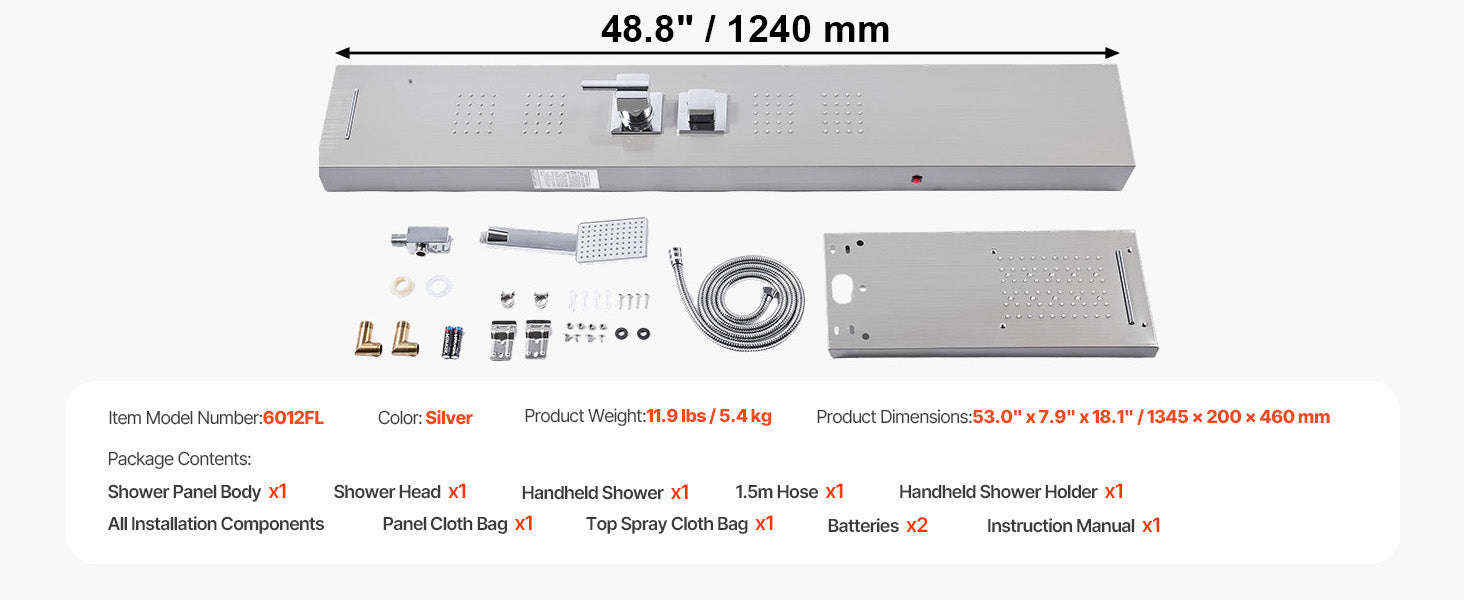 Shower Panel Tower System with Rainfall Waterfall Shower Head and Tub Spout-6Outlet / Poland